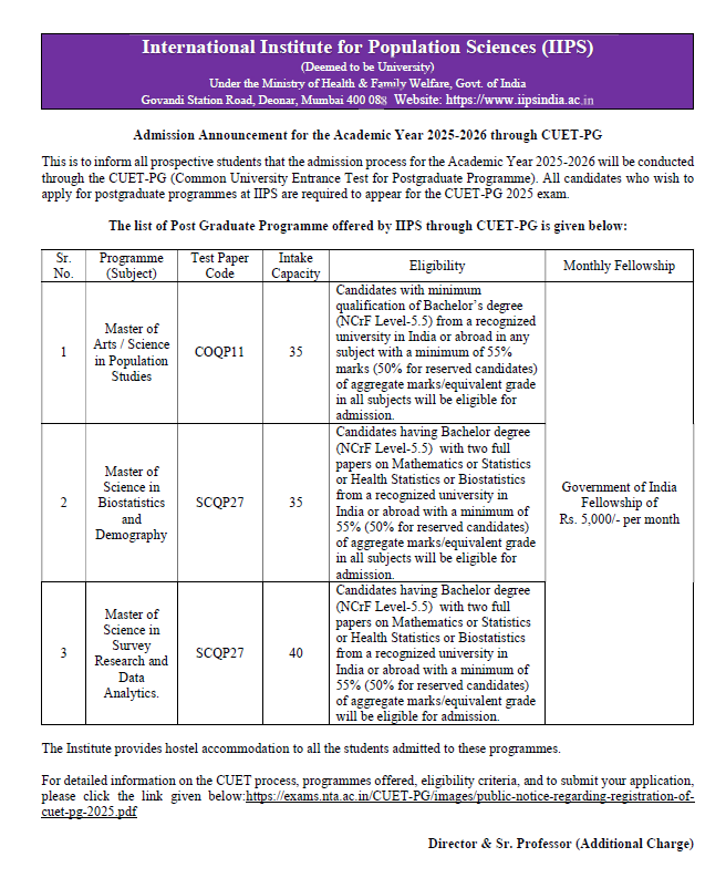 ADMISSION ANNOUNCEMENT FOR THE ACADEMIC YEAR 2025-2026 THROUGH COMMON UNIVERSITY ENTRANCE TEST FOR POSTGRADUATE PROGRAMS-2025
